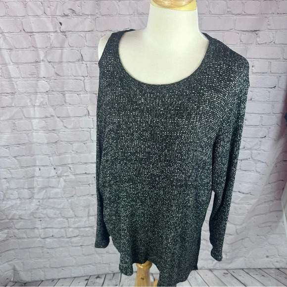 democracy black and white asymmetrical pullover top size XL - Picture 1 of 7